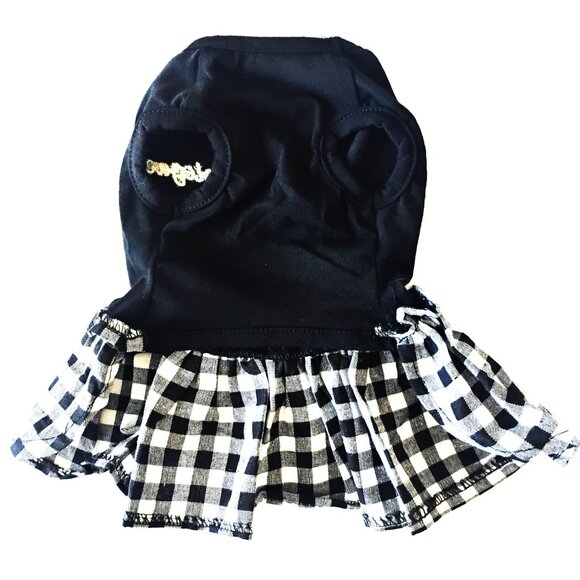 Black and White Dog Dress with Ruffle, Size Small - Picture 4 of 6